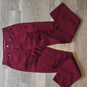 American Eagle Outfitters Red Slim Distressed Jeans